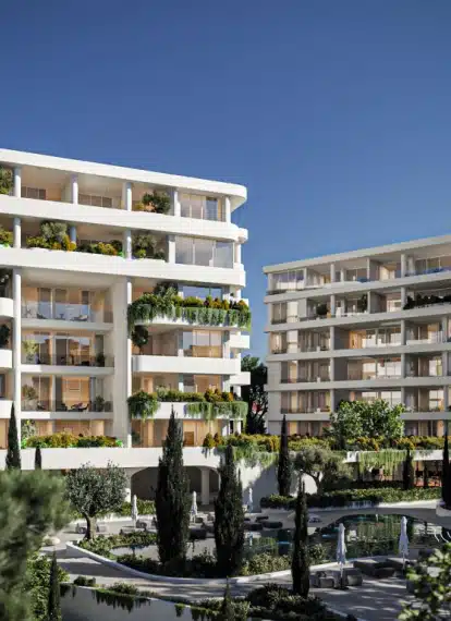 An exterior rendering of the magnificent Pafilia Plaza in Limassol.