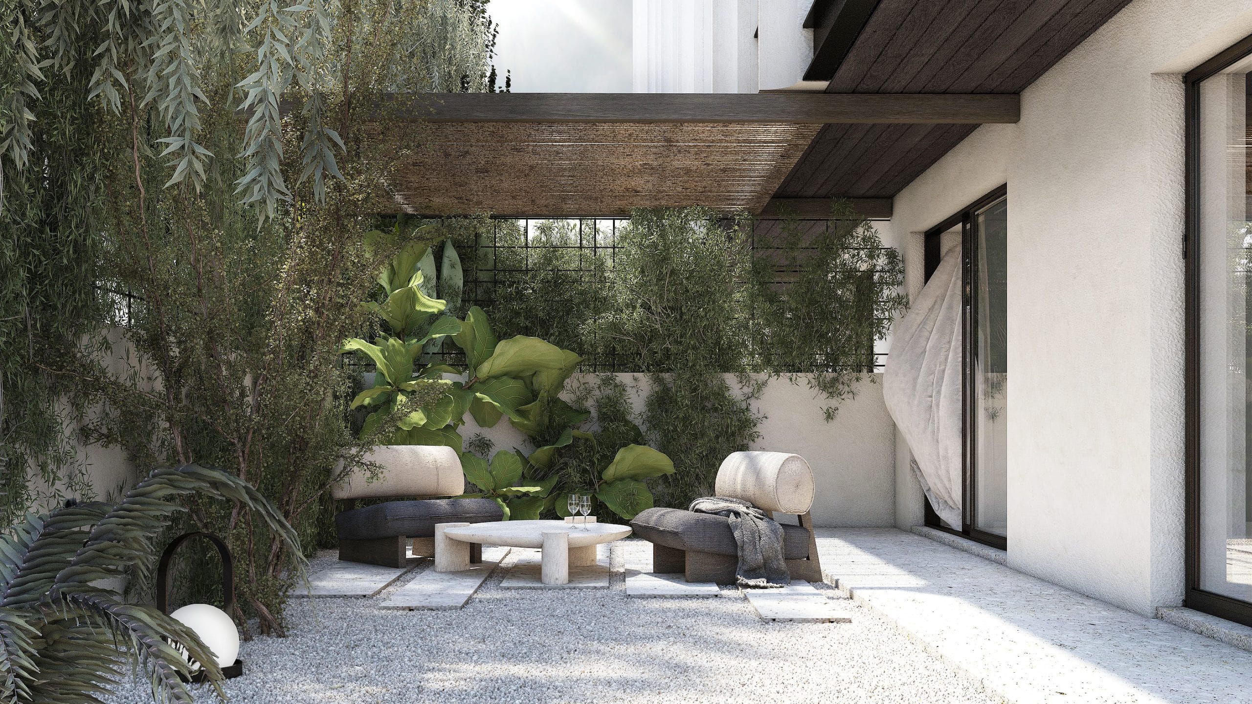 An external garden photograph from one of the luxury apartments in Athens that feature at Iliso suites