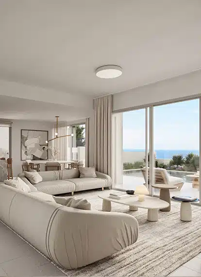 The coral vista villas lounge view of the ocean from an interior vantage point