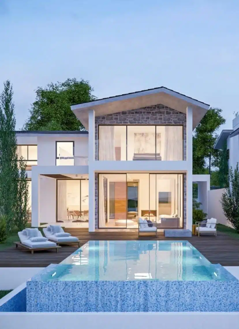 A 3 bedroom Paphos villa for sale at Olea Residences as seen from the rear entry point